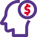 Head with dollar sign concept of money on mind icon