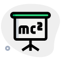 Lecture on mass and energy on a presentation board icon