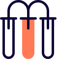 Test tube with series connected hose on top icon