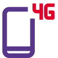 Fourth generation cellular connectivity network facility on phone icon