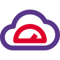 Rate of transfer speed gauge on a cloud server network icon