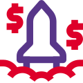 Aviation company making money - rocket launch logotype icon