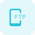 File transfer application on cell phone isolated on a white background icon