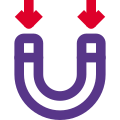 U shaped magnet with strong point poles icon