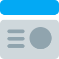 Circular profile picture area with information at left icon