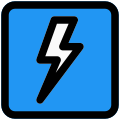 Electricity substation with a thunderbolt logotype icon