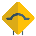 Bump ahead warning signal on road ahead icon