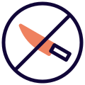 No sharp objects are allowed to be used inside the laundry room icon