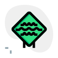 Big waves warning on a sign board layout icon