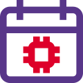 Manufacturing schedule of microprocessor under factory calendar icon