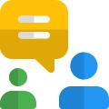 Discussion over company sales records by co-workers via messenger icon