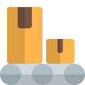 Shipment handling facility on a rolling conveyor icon