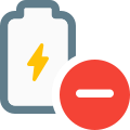 Battery charging cycle damaged with negative symbol icon