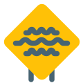 Big waves warning on a sign board layout icon