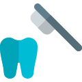 Brushing teeth problem with a soft brush isolated on a white background icon