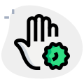 Hand infected by a Corona virus isolated on a white background icon