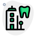 Hospital with multiple dentistry department isolated on a white background icon