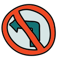 No Turn Road Sign icon