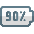 Ninty percent phone battery charging level layout icon