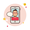 Man in Red Shirt Messaging icon