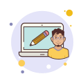 Man Laptop Pencil icon