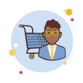 Man With Glasses Shopping Cart icon