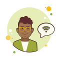 Homme à lunettes jaunes Wi Fi icon