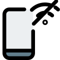 Mobile phone with no wifi or signal unavailable logotype icon