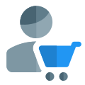 Buying a grocery item online on e-commerce website icon