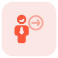 Businessman with a right direction arrow indication icon