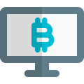 Bitcoin mining and statics on a desktop computer icon