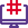 Social media content indexing with hashtag sign icon