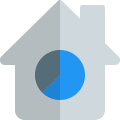 Real estate price of modern houses displayed in a pie chart icon