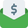 International money order payment in an envelope icon