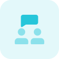 Business discussing money and finance with chat bubble icon