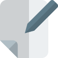 Paper and writing pen isolated on a white background icon