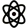 Science class with nucleus and atoms revolving around it icon