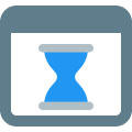 Landing page web browser template with hourglass timer logotype icon