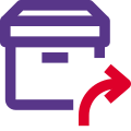 Forward arrow on the delivery box logistic icon