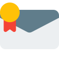 Reward program invitation with single ribbon emblem icon