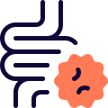 Coronavirus infecting the intestine isolated on a white background icon