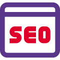 Search engine optimization article on a web browser icon
