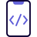 The smartphone with a programming feature for web development icon