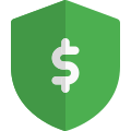 Money sheild with dollar symbol, secured money. icon