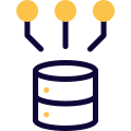 Interconnected network of an small Enterprises digital sharing server icon