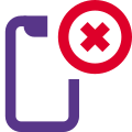 Prohibited to use cell phone with crossed logo icon