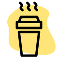 Coffee is served at hotel in take away cup icon