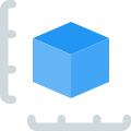 Dimension of xy plot of a cubic shape material icon