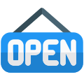 Mall opening hanging board isolated on a white background icon