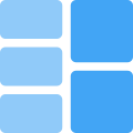 Right double row grid lines parting into sections icon